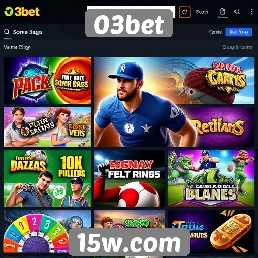 Variedade de jogos disponíveis na plataforma 03bet